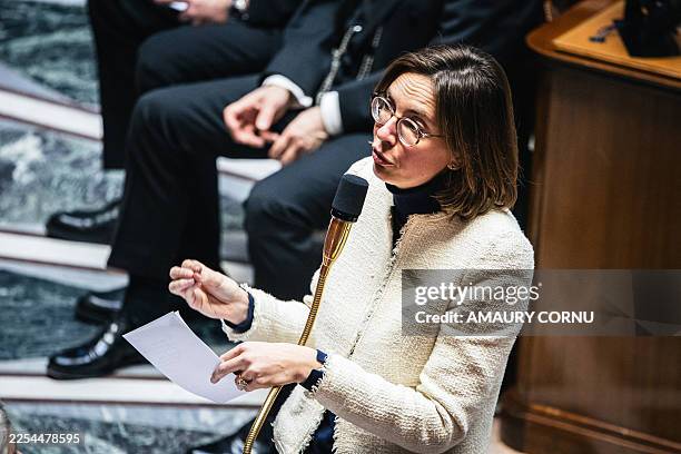 France s Minister for Public Action and Accounts Amelie de Montchalin takes the floor and answers a question from a Member of Parliament, Session of...
