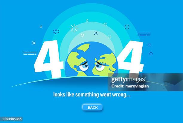 404 error page with sad earth illustration. something went wrong concept - wrong way stock illustrations