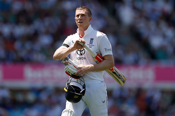 Zak Crawley of England walks off after he was dismissed by Michael Neser of Australia during day one of the Fifth Test in the 2025/26 Ashes Series...
