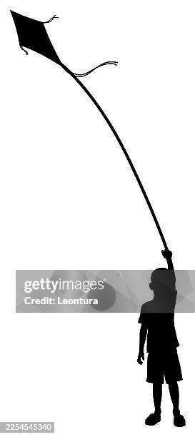 child with kite - kite stock illustrations