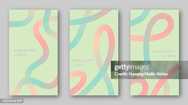 abstract background with wavy gradient lines set for background design - orange teal gradient stock illustrations