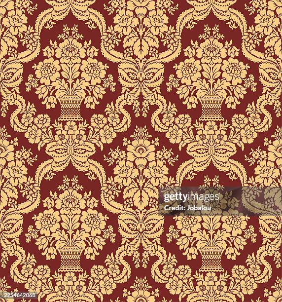 victorian damask bordeaux luxury decorative fabric pattern - victorian background stock illustrations