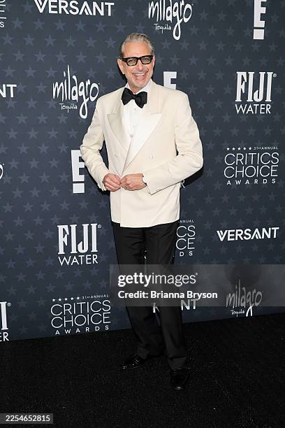 Jeff Goldblum attends the 31st Annual Critics Choice Awards at Barker Hangar on January 04, 2026 in Santa Monica, California.