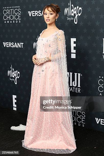 Ariana Grande attends the 31st Annual Critics Choice Awards at Barker Hangar on January 04, 2026 in Santa Monica, California.