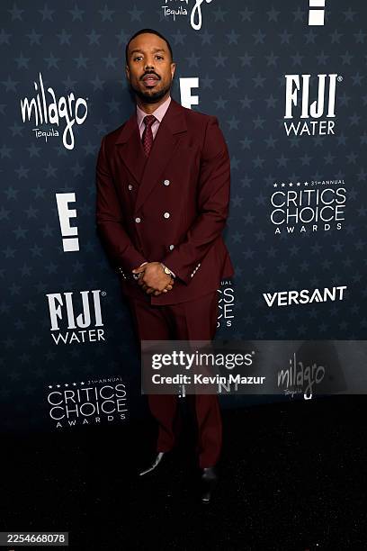Michael B. Jordan attends the 31st Annual Critics Choice Awards at Barker Hangar on January 04, 2026 in Santa Monica, California.