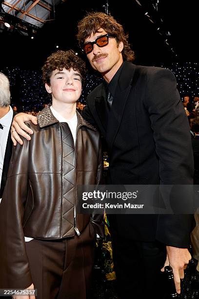 Owen Cooper and Jacob Elordi attend the 31st Annual Critics Choice Awards at Barker Hangar on January 04, 2026 in Santa Monica, California.