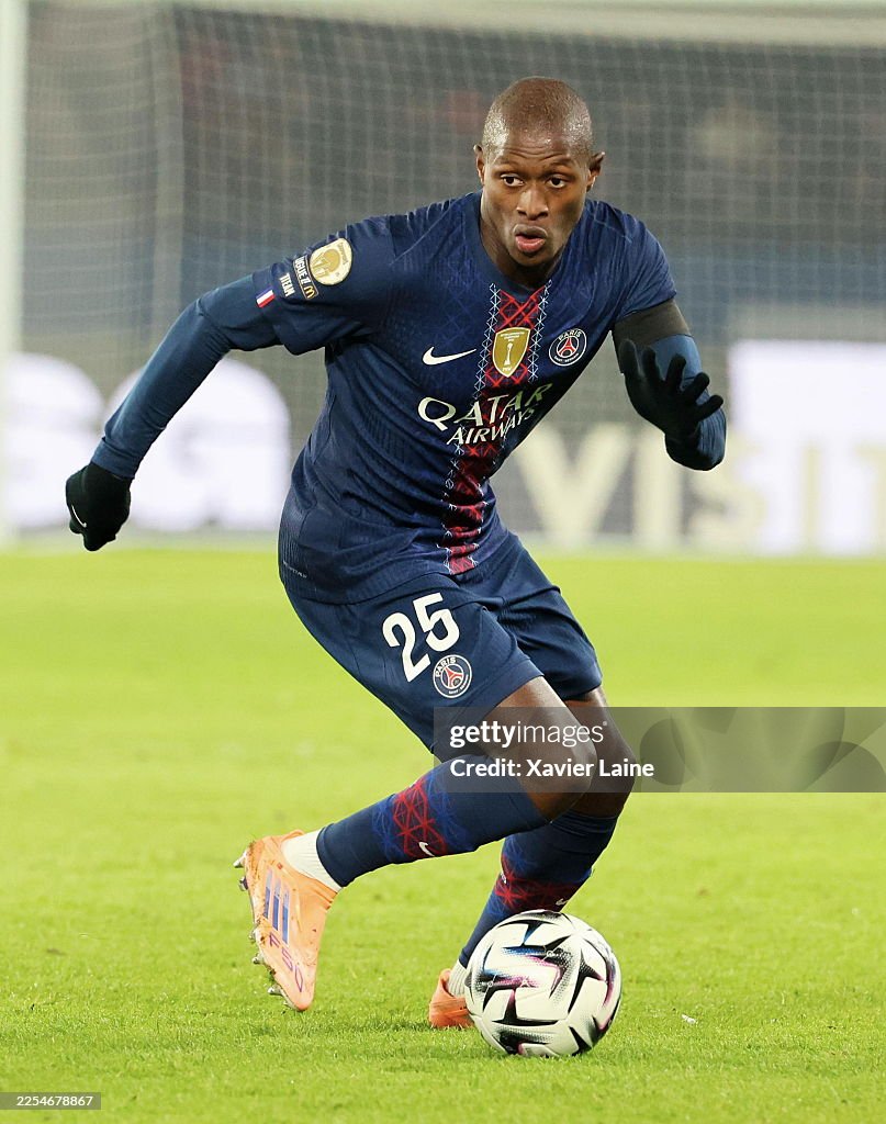 Nuno Mendes of Paris Saint-Germain in action during the Ligue 1... News ...