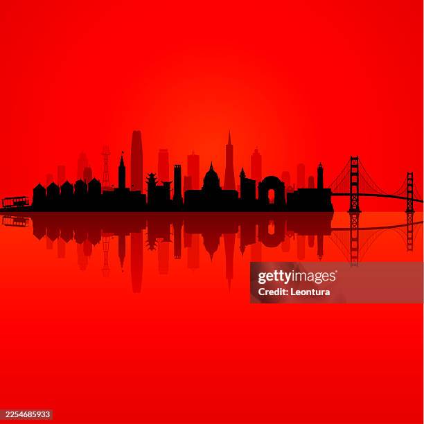 san francisco skyline silhouette - coit tower stock illustrations