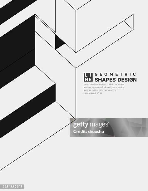 abstract black and white perspective cube pattern geometric background - architecture model stock illustrations