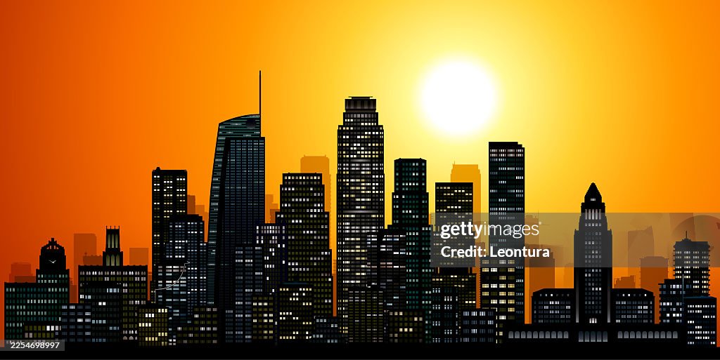 Los Angeles Skyline Silhouette in Lights