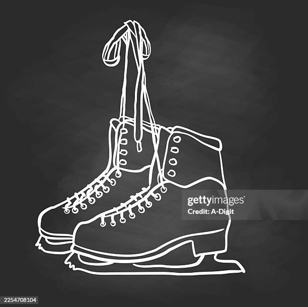 figure skates hanging blackboard - figure skating pair stock illustrations
