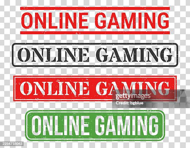 online gaming - rubber stamp set on blank background - old video game controller stock illustrations
