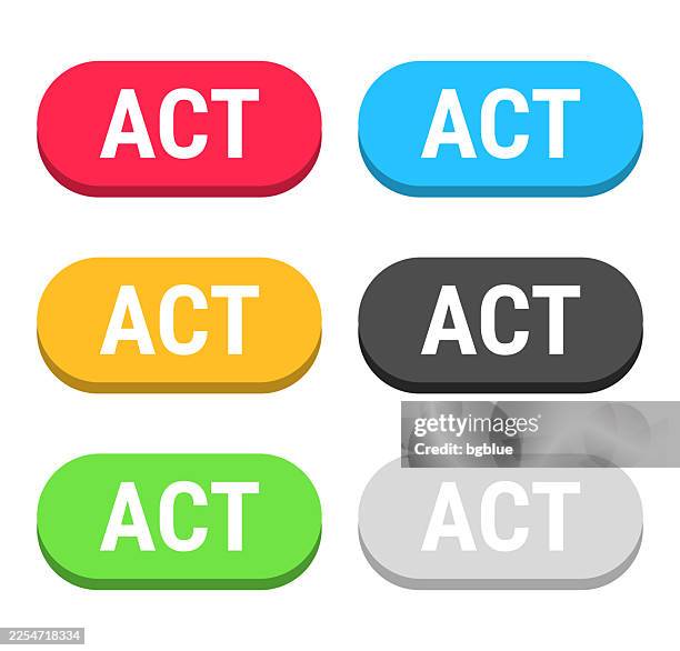 act - colorful 3d click web buttons on blank background - acting stock illustrations