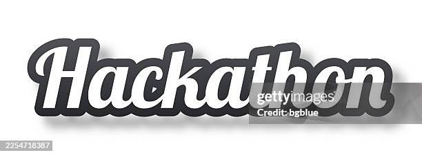 hackathon - 3d text with shadow on white background - hackathon stock illustrations