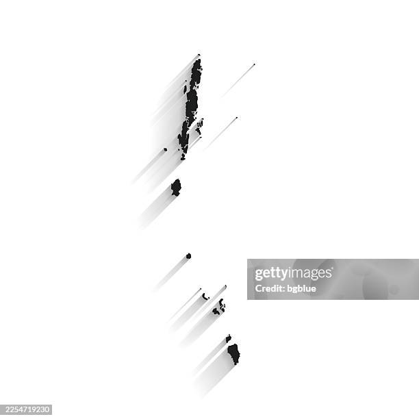 black andaman and nicobar islands map with long shadow on white background - flat design - andaman and nicobar islands stock illustrations