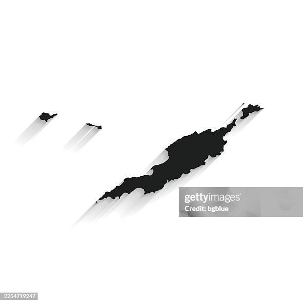 black anguilla map with long shadow on white background - flat design - anguilla stock illustrations