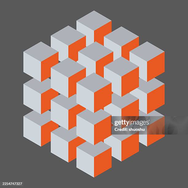 3d geometric cube group technology structure sign - cube shape stock illustrations