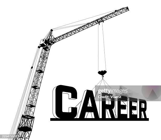 building a career professional development concept with construction crane - skill building stock illustrations