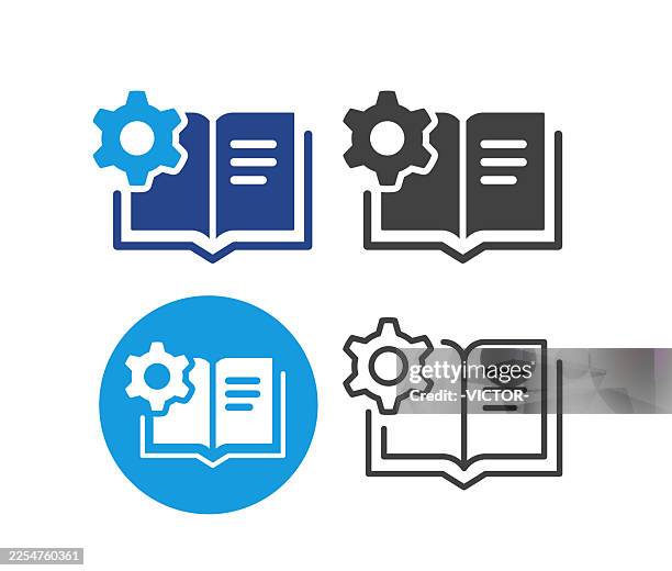 settings and instruction - illustration icons - guidebook stock illustrations