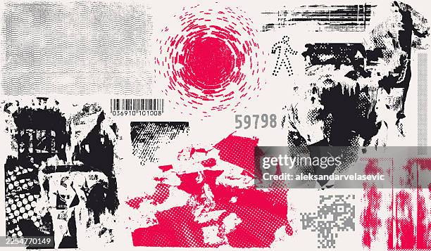 grunge textures and patterns design elements - stencil stock illustrations