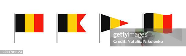 belgium - set of flags of different shapes. - brussels stock illustrations
