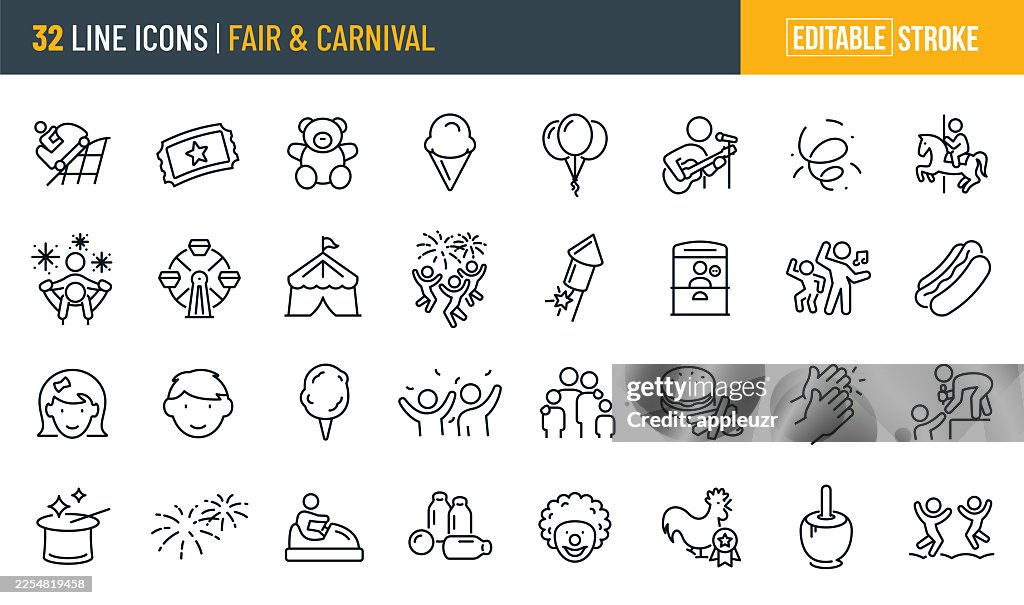 Fair And Carnival Thin Line Icons - Editable Stroke