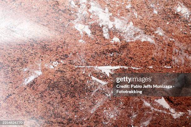 flour dust on granite kitchen counter after baking - kitchen bench texture stock pictures, royalty-free photos & images