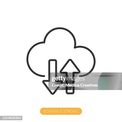 Cloud computing icon. Editable stroke thin line icon Cloud computing icon. Editable stroke thin line icon