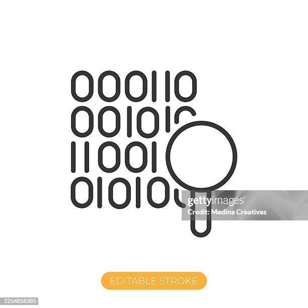 binary data analysis icon. editable stroke thin line icon - editable donut chart stock illustrations