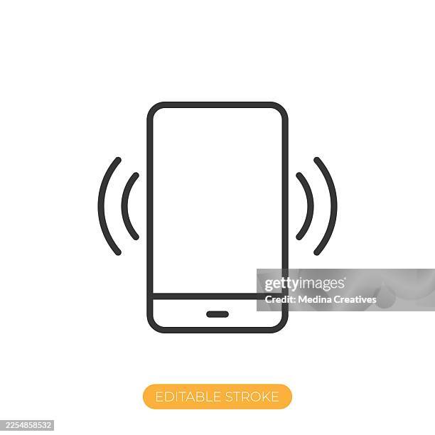 smartphone vibration icon. editable stroke thin line icon - contact us stock illustrations