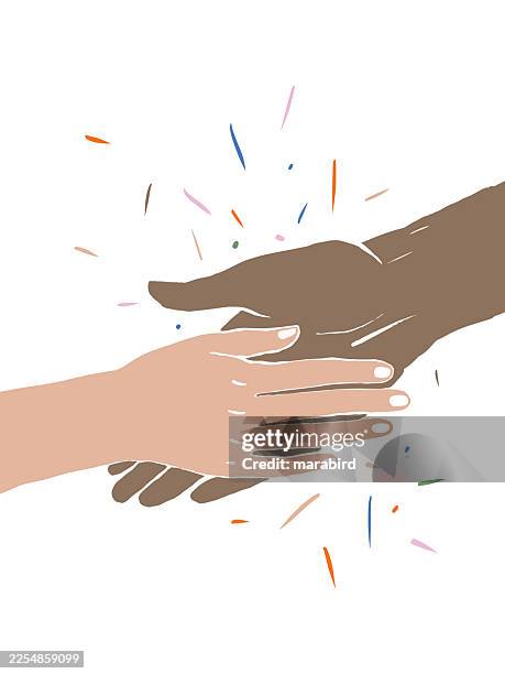 trust built through helping hands - trusted source stock illustrations