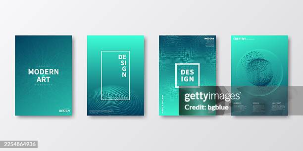 ilustraciones, imágenes clip art, dibujos animados e iconos de stock de diseño de la plantilla del folleto, diseño de la cubierta verde, informe anual del negocio, folleto, revista - fondo turquesa