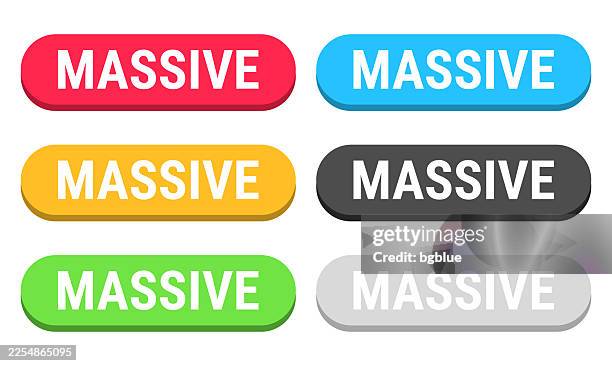 massive - colorful 3d click web buttons on blank background - large power switch stock illustrations