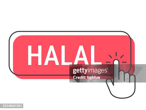 Halal - Click button with hand cursor on white background Halal - Click button with hand cursor on white background