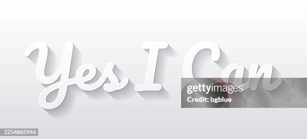 yes i can - flat design with paper cut effect on blank background - possible stock illustrations