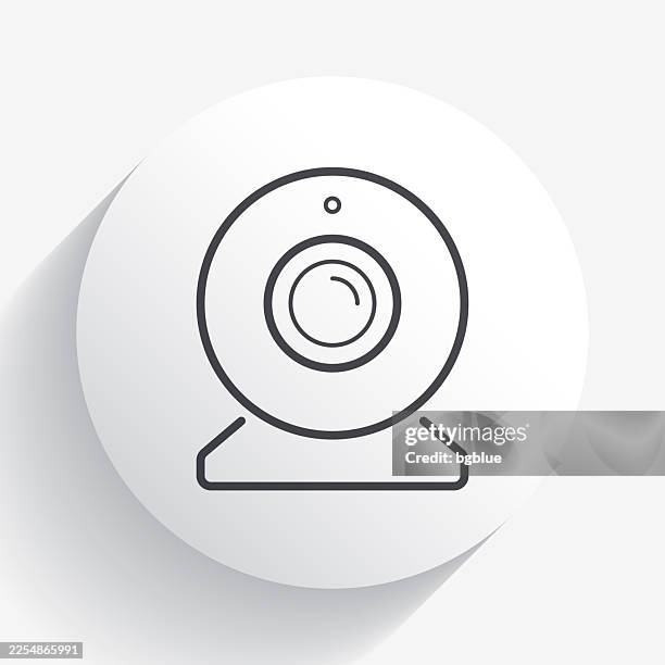 webcam. icon on circle button with long shadow - camera icon editable stroke stock illustrations