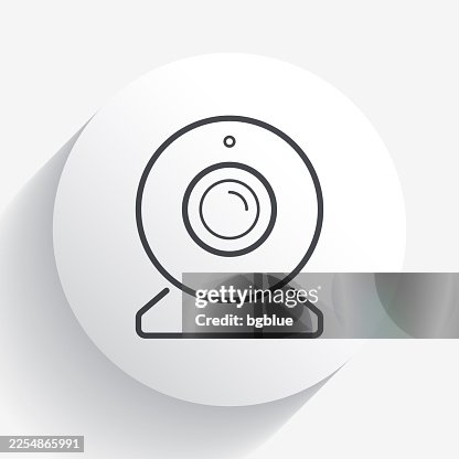 Webcam. Icon on circle button with long shadow Webcam. Icon on circle button with long shadow