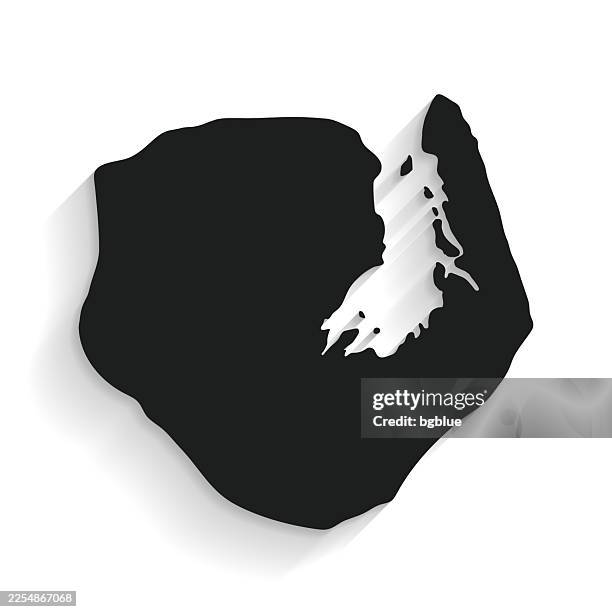 black europa island map with long shadow on white background - flat design - gibraltar stock illustrations