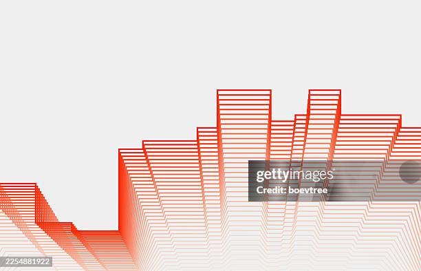 red blend line style city building skyline abstract background - construction timelapse stock illustrations