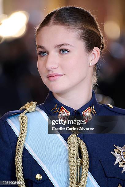 Crown Princess Leonor of Spain attends the Pascua Militar ceremony at the Royal Palace on January 06, 2026 in Madrid, Spain.