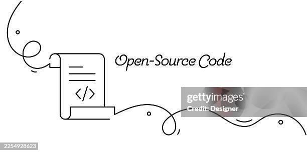 one continuous line drawing of open-source code icon. single line vector illustration - open source development stock illustrations