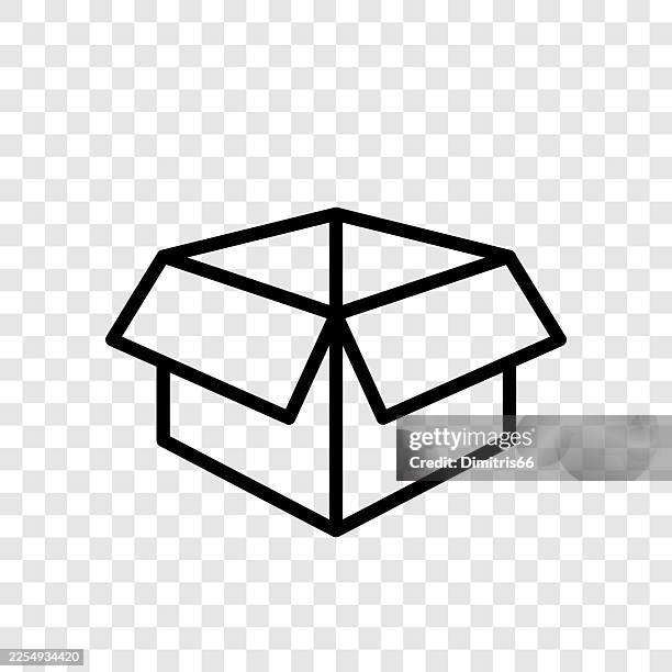 cardboard box line icon - 3d box stock illustrations