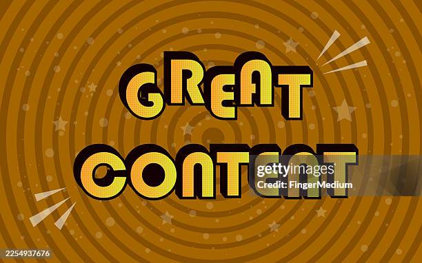 great content text with comic background - content creator stock illustrations