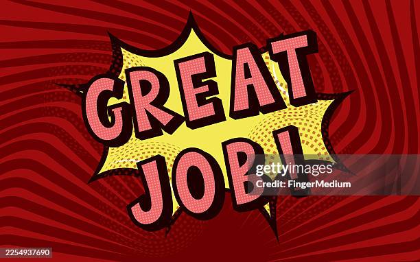 great job text with comic background - hands clapping drawing stock illustrations