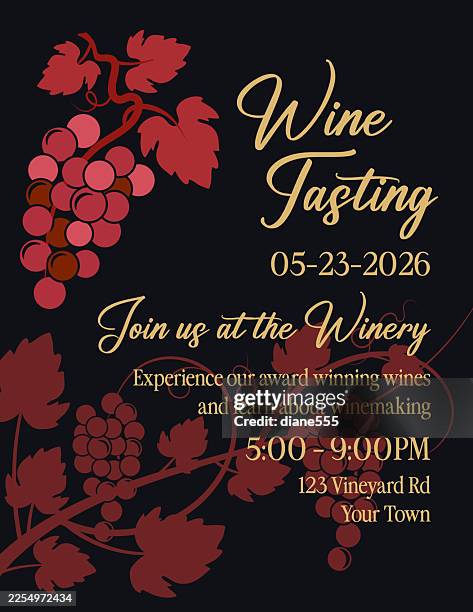 wine tasting invitation banner template - wine tasting stock illustrations