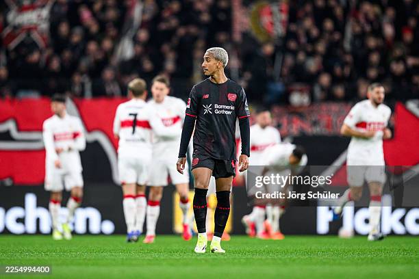 Arthur of Bayer 04 Leverkusen during the Bundesliga match between Bayer 04 Leverkusen and VfB Stuttgart at BayArena on January 10, 2026 in...
