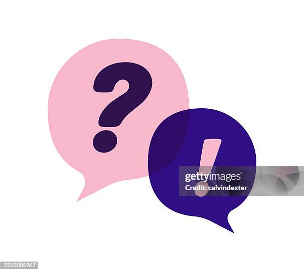 speech bubbles with question mark and exclamation point symbols - exclamation point stock illustrations