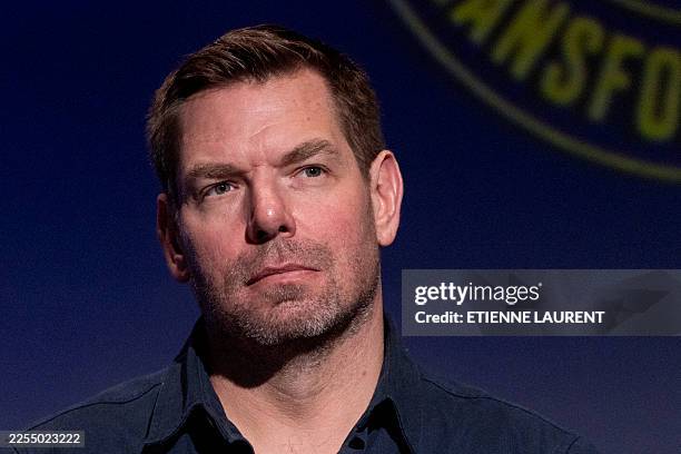 Democratic United States Representative Eric Swalwell attends the SEIU-United Service Workers West 's Gubernatorial Candidate Worker Forum at Meruelo...