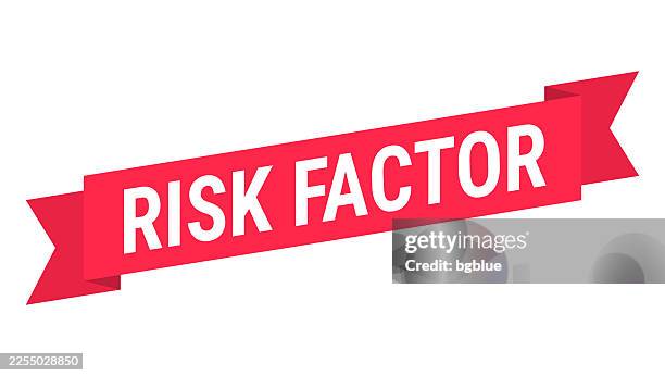 risk factor - red banner on white background - factory worker white background stock illustrations