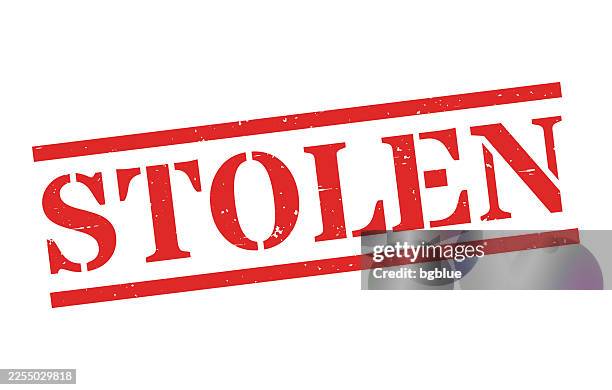 stolen - red rubber stamp on blank background - steal texture stock illustrations